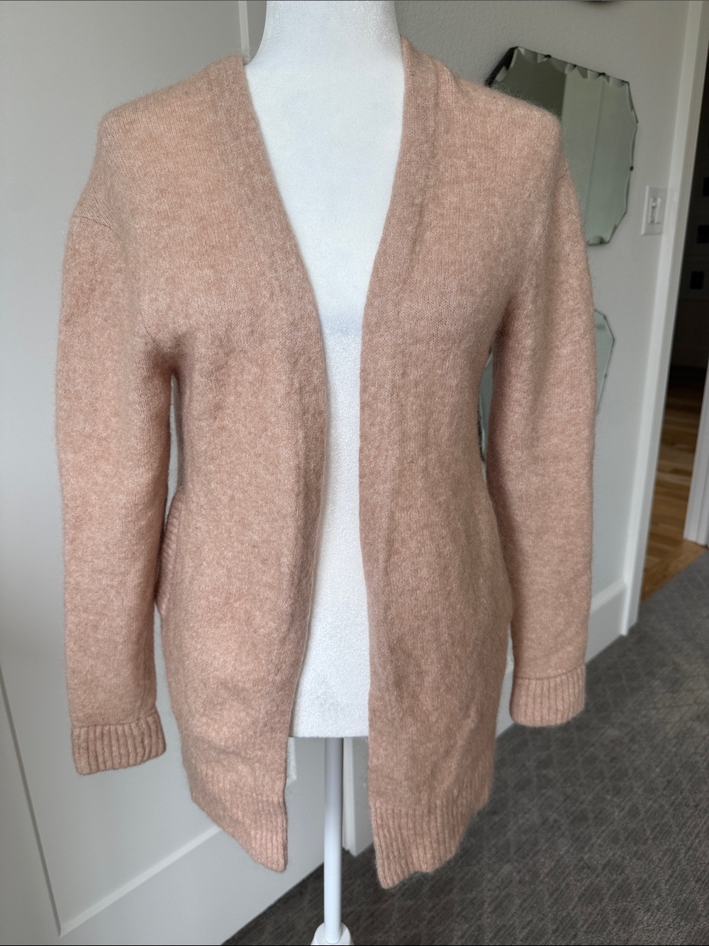 Acne Soft Open-Front Cardigan in Dusty Blush